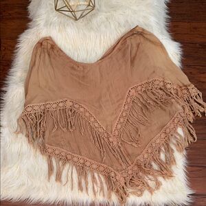 Jen's Pirate Booty Dusty Rose Fringe Poncho Women’s OS